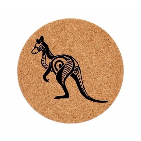 Kangaroo Cork Trivet Heat Resistant Animal Hot Pad for Kitchen Laser Engraved - Picture 1 of 1